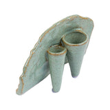 Lotus Ceramic Bud Vase Green 2 Tube top view at Stone Hollow Farmstead