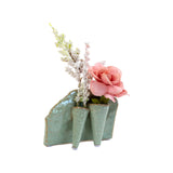 Lotus Ceramic Bud Vase Green 2 Tube at Stone Hollow Farmstead