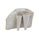 Lotus Ceramic Bud Vase White 2 Tube alternate view at Stone Hollow Farmstead