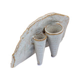 Lotus Ceramic Bud Vase White 2 Tube top view at Stone Hollow Farmstead