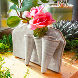 Lotus Ceramic Bud Vase White 2 Tube styled with flowers at Stone Hollow Farmstead