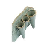 Lotus Ceramic Bud Vase Green 3 Tube top view at Stone Hollow Farmstead
