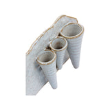Lotus Ceramic Bud Vase White 3 Tube top view at Stone Hollow Farmstead