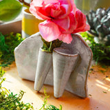 Lotus Ceramic Bud Vase White 3 Tube styled with flowers at Stone Hollow Farmstead