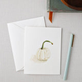 White pumpkin watercolor notecard by Emily Lex, single card with envelope