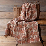 Botanical Print Cotton Throw, Quince, Stone Hollow Farmstead