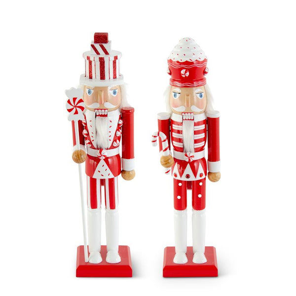 red and white wood nutcrackers 15 inch set of two