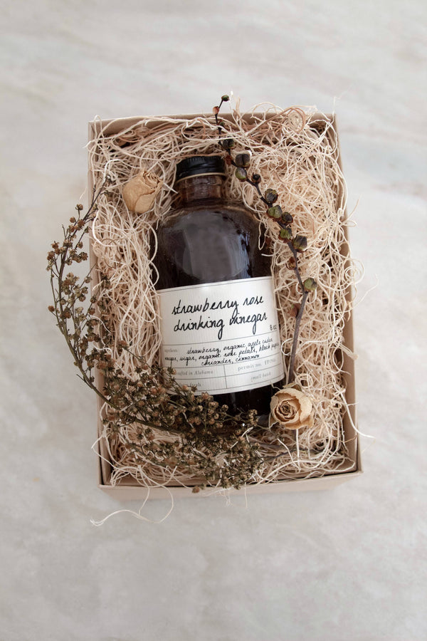 Strawberry Rose Drinking Vinegar | Gift Box - Stone Hollow Farmstead