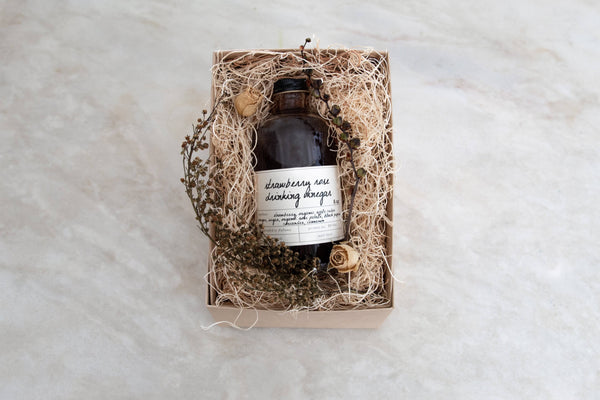 Strawberry Rose Drinking Vinegar | Gift Box - Stone Hollow Farmstead