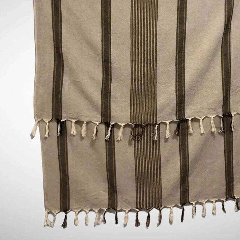 Brown & Beige Striped Turkish Towel - Stone Hollow Farmstead