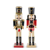 wooden nutcrackers with hats set of two
