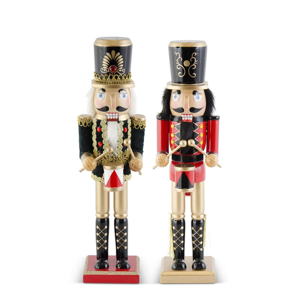 wooden nutcrackers with hats set of two