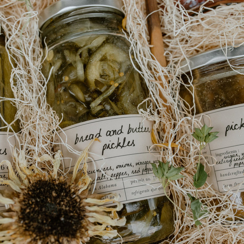 A Bushel and a Peck Gift Box by Stone Hollow Farmstead featuring our popular Bread and Butter Pickles.